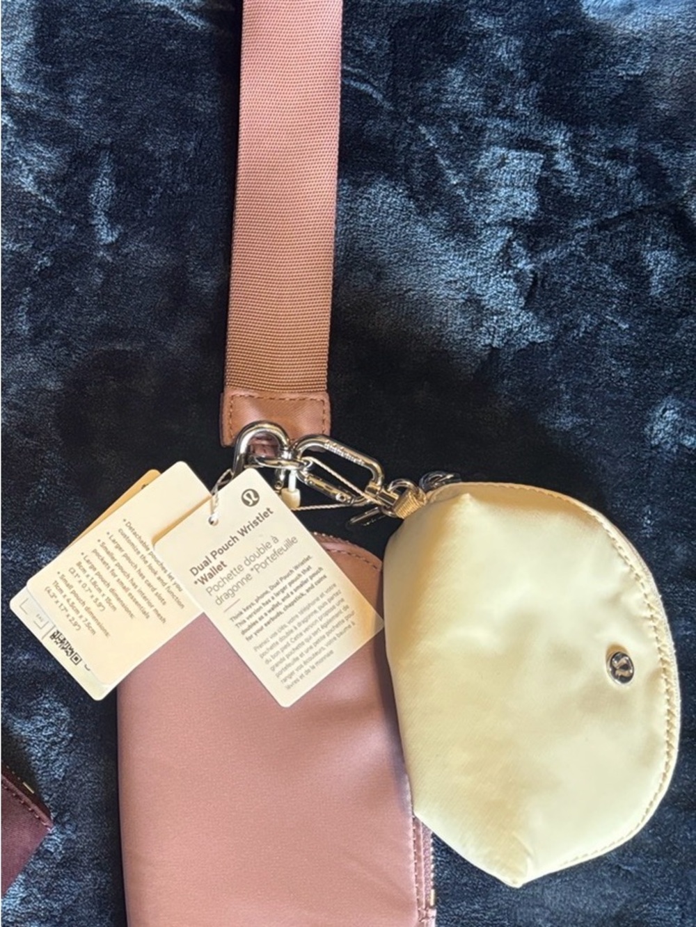 Lululemon Dual Pouch Wristlet with Detachable Coin Case - Pink & Ivory. NWT